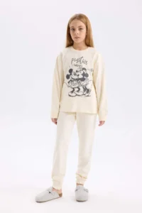 DeFacto Girl's Disney Mickey & Minnie Pajama Set Long Sleeve Top Long Bottom