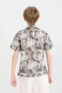 DeFacto Oversize Wide Fit Polo Neck Patterned Short Sleeve Shirt Boy - Image 6