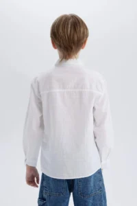 DeFacto Polo Collar Textured Long Sleeve Shirt Boy - Image 7