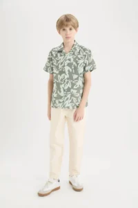 DeFacto Short Sleeve Light Khaki Boy's Shirt D7779A8/KH430 - Image 2