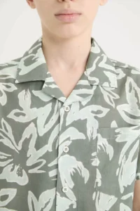 DeFacto Short Sleeve Light Khaki Boy's Shirt D7779A8/KH430 - Image 5