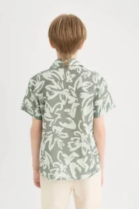 DeFacto Short Sleeve Light Khaki Boy's Shirt D7779A8/KH430 - Image 6