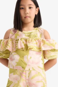 DeFacto Patterned Short Sleeve Blouse Girls'