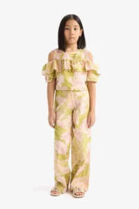 DeFacto Patterned Short Sleeve Blouse Girls' - Image 2