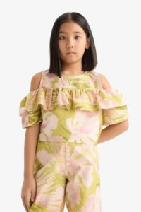 DeFacto Patterned Short Sleeve Blouse Girls' - Image 3