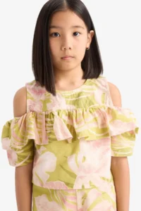 DeFacto Patterned Short Sleeve Blouse Girls' - Image 4