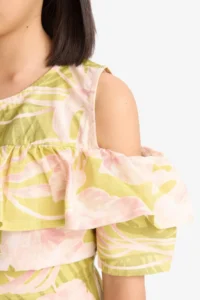 DeFacto Patterned Short Sleeve Blouse Girls' - Image 6