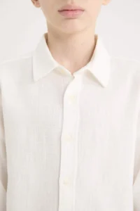 DeFacto Polo Neck Linen Look Long Sleeve Shirt Boy - Image 4