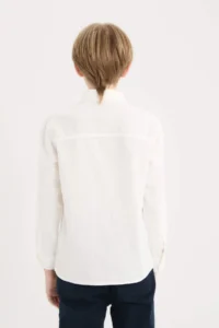 DeFacto Polo Neck Linen Look Long Sleeve Shirt Boy - Image 5