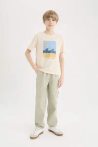 DeFacto Loose Fit Standard Leg Seersucker Textured Trousers Boy - Image 2