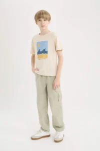 DeFacto Loose Fit Standard Leg Seersucker Textured Trousers Boy - Image 3