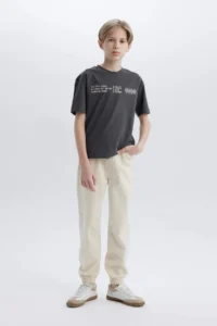 DeFacto Jogger Fit Standard Leg Gabardine Trousers Boy - Image 2