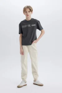 DeFacto Jogger Fit Standard Leg Gabardine Trousers Boy - Image 4