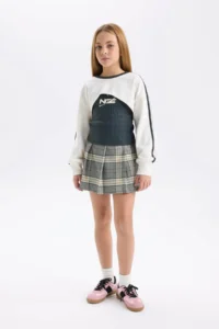 DeFacto Checkered Pleated Skirt Girls' - Image 2
