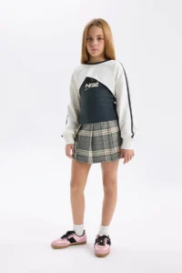DeFacto Checkered Pleated Skirt Girls' - Image 3