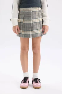 DeFacto Checkered Pleated Skirt Girls' - Image 4
