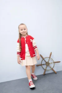 DeFacto Printed College Collar Soft Fuzzy Bomber Jacket for Baby Girl - Image 2