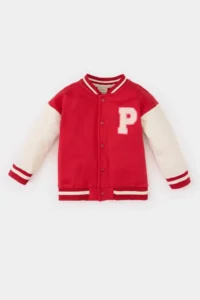 DeFacto Printed College Collar Soft Fuzzy Bomber Jacket for Baby Girl - Image 3