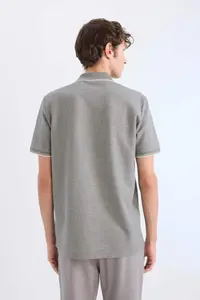 DeFacto Regular Fit Polo Neck Short Sleeve Textured Waffle T-Shirt - Image 6