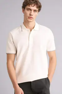 DeFacto Regular Fit Polo Neck Short Sleeve Textured Waffle T-Shirt