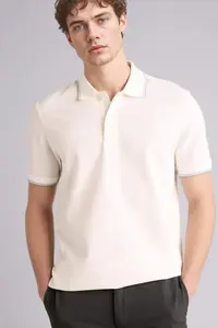 DeFacto Regular Fit Polo Neck Short Sleeve Textured Waffle T-Shirt - Image 3