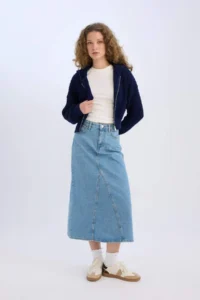 DeFacto Long Fit Midi Jeans Skirt - Image 2