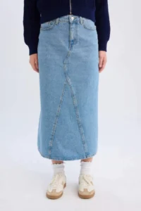 DeFacto Long Fit Midi Jeans Skirt - Image 3