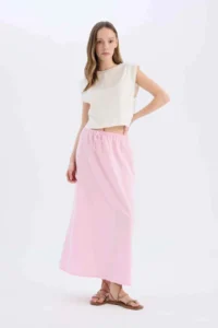 DeFacto A-Line Normal Waist Linen Blend Maxi Skirt - Image 3