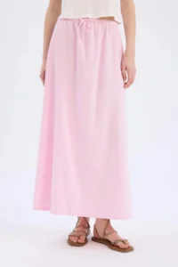 DeFacto A-Line Normal Waist Linen Blend Maxi Skirt - Image 4