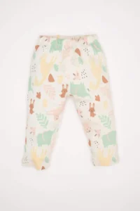 DeFacto Baby Girl Pajama Set Safari Printed Long Sleeve Top with Elastic Waist Bottom - Image 2