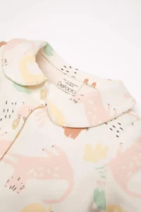DeFacto Baby Girl Pajama Set Safari Printed Long Sleeve Top with Elastic Waist Bottom - Image 3