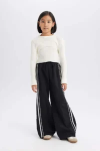 DeFacto Elastic Waist Wide Leg Trousers for Girls - Image 3