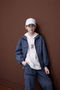 DeFacto Oversize Wide Fit Half Turtleneck Zippered Parachute Bomber Jacket Boy