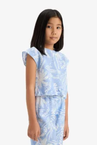 DeFacto Patterned Short Sleeve Blouse Girls' - Image 4