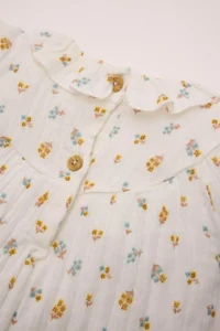 DeFacto Muslin Floral Patterned Ruffle Collar Long Sleeve Ecru Baby Girl Shirt D8764A5/ER105 - Image 4