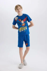 DeFacto Superman Pajama Set Short Sleeve Top Shorts Boy