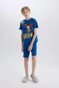 DeFacto Superman Pajama Set Short Sleeve Top Shorts Boy - Image 3