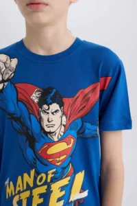 DeFacto Superman Pajama Set Short Sleeve Top Shorts Boy - Image 4