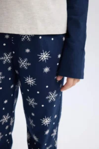 DeFacto Girl's Christmas Themed Pajama Set Crew Neck Long Sleeve Top Long Bottom - Image 8
