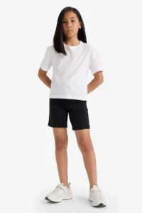 DeFacto Relax Fit Basic Straight Shorts with Elastic Waist Girl