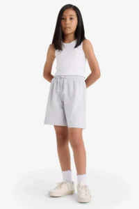DeFacto Relax Fit Basic Straight Shorts with Elastic Waist Girl