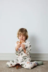 DeFacto 100% Cotton Dinosaur Printed Elastic Waist Pajama Set for Baby Boy - Image 2