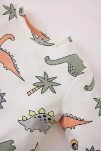 DeFacto 100% Cotton Dinosaur Printed Elastic Waist Pajama Set for Baby Boy - Image 5