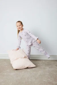 DeFacto Baby Girl Pajama Set Combed Cotton Butterfly Patterned Long Sleeve Top with Elastic Waist Long Bottom D9074a5