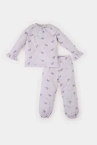 DeFacto Baby Girl Pajama Set Combed Cotton Butterfly Patterned Long Sleeve Top with Elastic Waist Long Bottom D9074a5 - Image 4