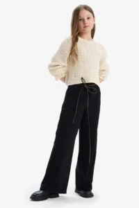 DeFacto Wide Leg Wide Leg Cotton Trousers Girl - Image 3