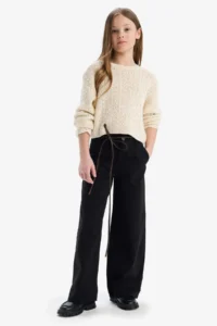 DeFacto Wide Leg Wide Leg Cotton Trousers Girl - Image 5