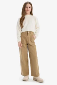 DeFacto Wide Leg Wide Leg Cotton Trousers Girl