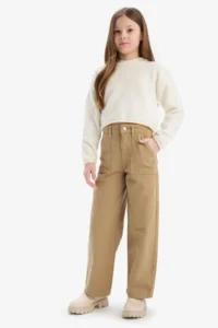 DeFacto Wide Leg Wide Leg Cotton Trousers Girl - Image 2