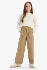 DeFacto Wide Leg Wide Leg Cotton Trousers Girl - Image 3